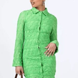 NWT Princess Polly Calvert Long Sleeve Mini Dress  Green Color Size 4 Nice